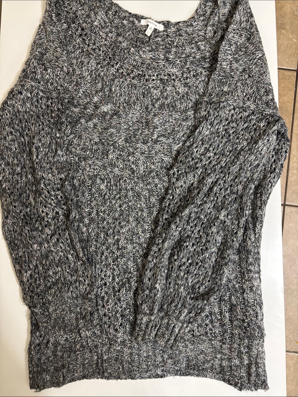 Maurices Marled Gray Crew Neck Sweater